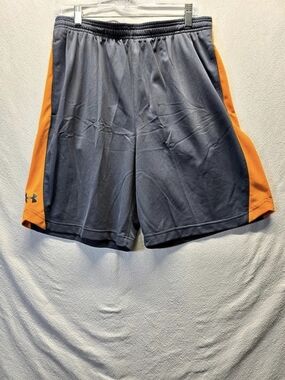 Under Armour Men's Color Block Athletic Shorts Gray & Orange Large